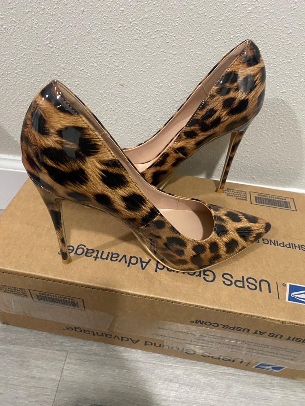 Leopard Print Pointed Toe Stiletto Pump - Brown/Black
